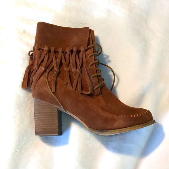 Cowboy style brown suede booties sz 10 - Picture 2 of 4